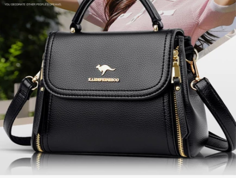 【正品】袋鼠真皮包包女2021新款中年女包...