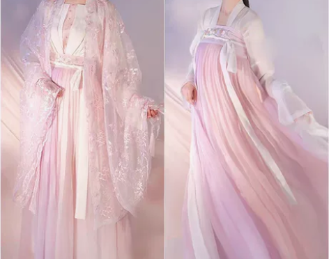 东月棠原创【春樱】汉服齐腰裙大袖衫宋制超仙...