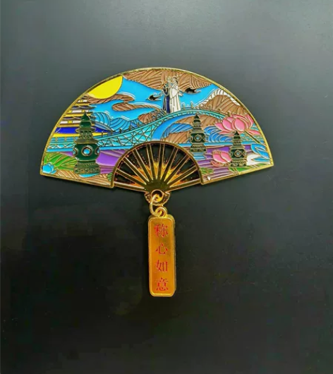 杭州西湖金属扇形冰箱贴～烟雨江南美如画，人...