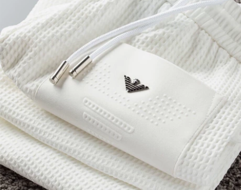 白色华夫格裤子男夏季薄款宽松百搭潮流运动休...