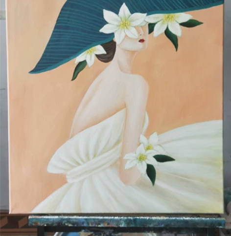 纯手绘油画《美人如画》轻奢画 艺术装饰画 ...