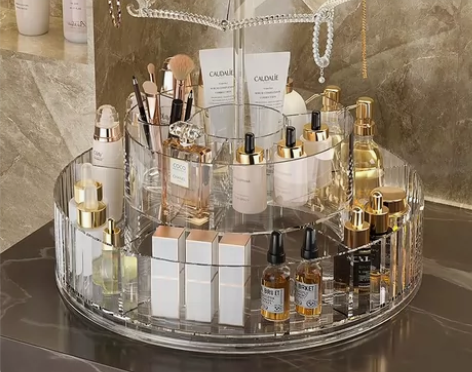 【可旋转】化妆品收纳盒，饰品口红护肤品，精...