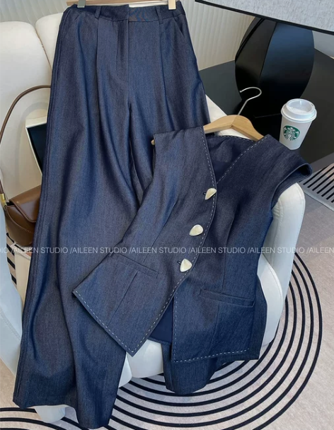 牛仔套装女2024夏季新款设计感小众时髦百...