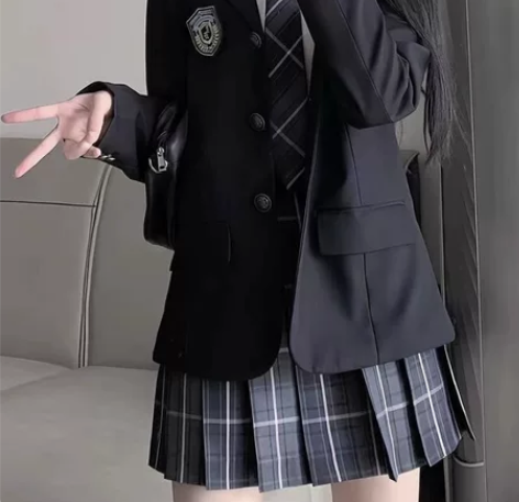 jk套装制服西装外套原创学院风西服格裙衬衫...