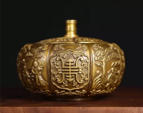 纯铜香炉南瓜型熏香炉 此炉满身工艺，小巧精...