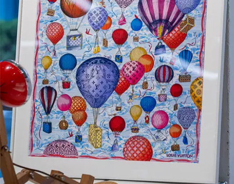 2024新款热气球艺术微喷画丝巾质感装饰画...