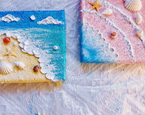 #装饰画挂画 贝壳沙滩海浪肌理画迷你装饰画...