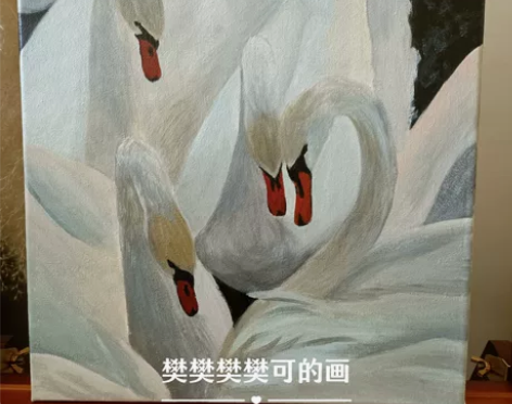 复古小众天鹅装饰画孤品 尺寸30＊30 颜...