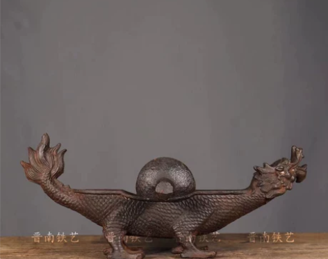 仿古铁器祥龙药碾子复古陈设家居会所中医药店...