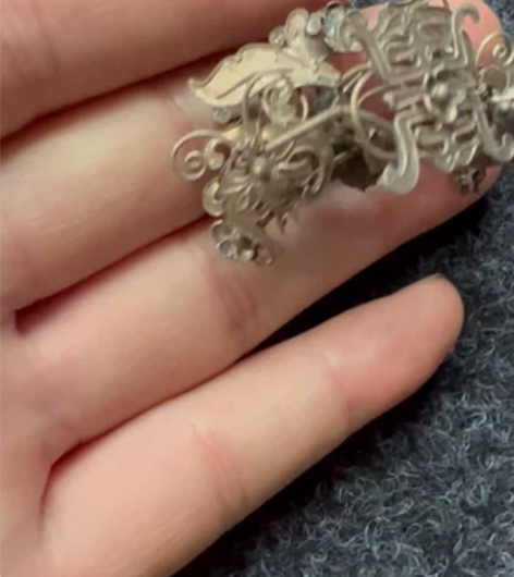 清代老银头饰，掐丝工艺 淡鎏金 厚胎 非常...