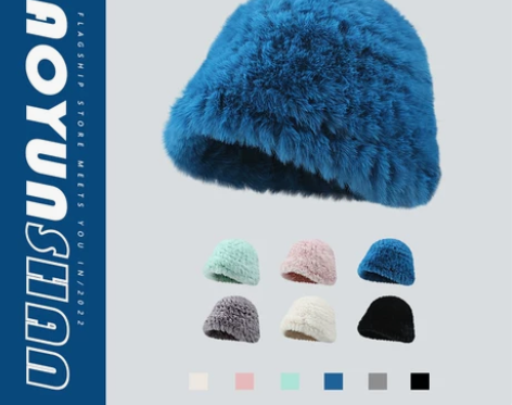 日系仿兔毛绒渔夫帽子女秋冬加厚保暖防寒百搭...