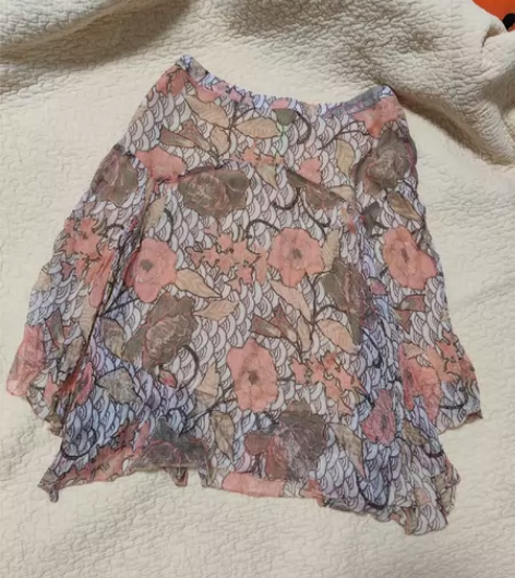 桑蚕丝前短后长小鱼尾半身裙 腰围：72，7...