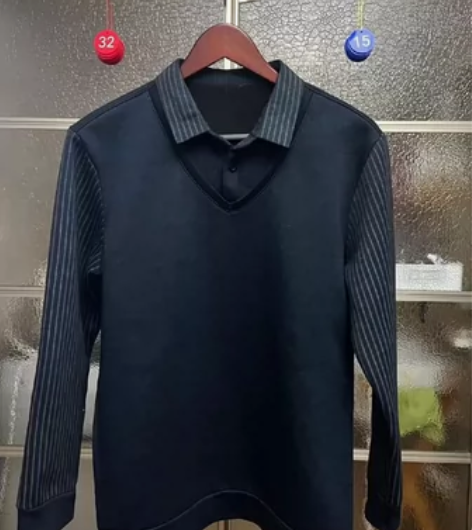 中年爸爸秋冬装加绒加厚保暖T恤老年人男士假...