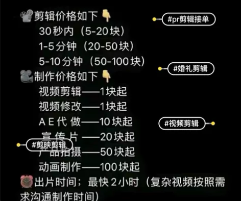 视频剪辑，专业白菜价，大学生在线接单，长期...