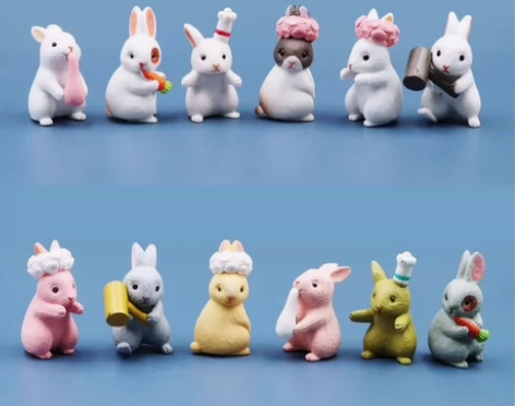 【捡漏包邮12只一套】可爱小兔子家族仿真小...