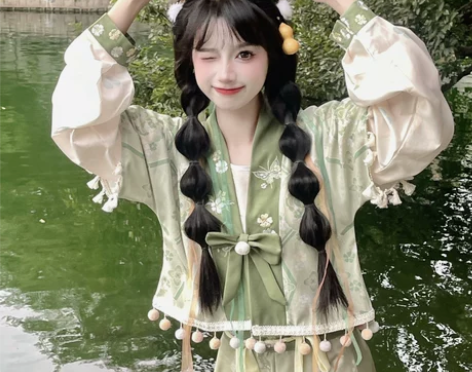 兔月仙原创[初识]绣花对襟外套国潮圆领破裙...