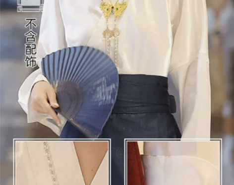 蓝色马面裙女套装上衣搭配衬衫夏季日常通勤上...