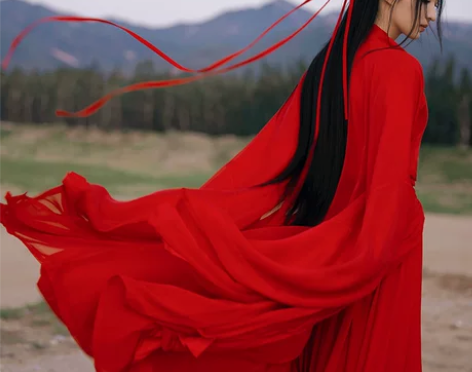 大红色汉服女直裾古风上班穿超仙气原创古装广...