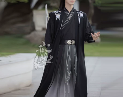 孤鲤原创汉服男女秋冬日常中国风长款酷飒帅气...