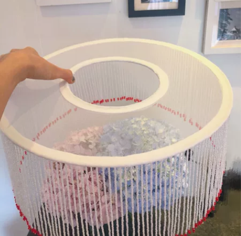 汉服古风摄影道具 流苏斗笠/幕篱 白色材料...