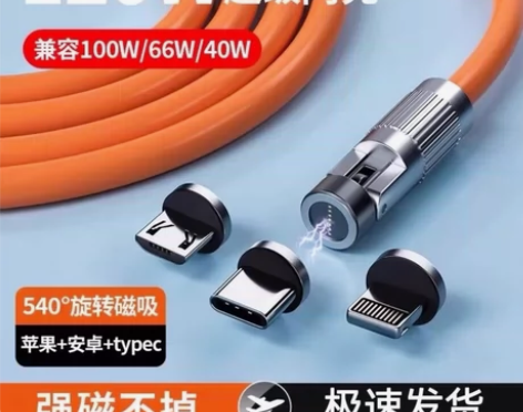 【新款120w可旋转磁吸线】旋转式磁吸数据...
