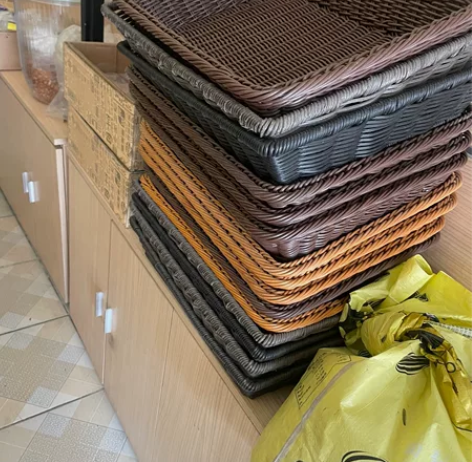 零食店不干了 水果篮藤编长方形面包陈列展示...