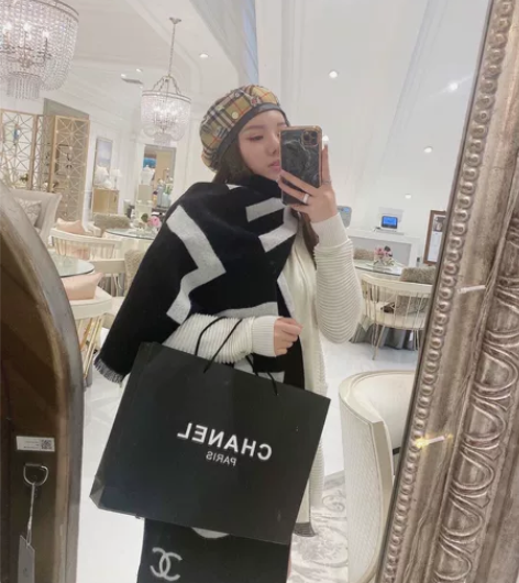 香奈儿水貂绒围巾 2024新款小香风围巾 ...