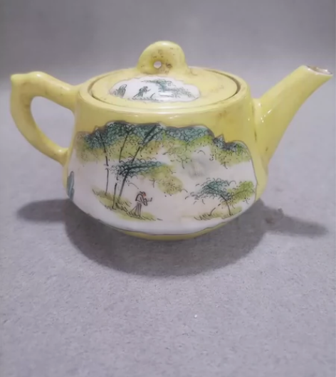 出售古瓷器民国黄釉粉彩江西瓷业公司款水茶壶...
