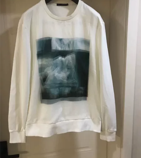 包邮 太平鸟圆领白色卫衣男潮 实拍 面料特...