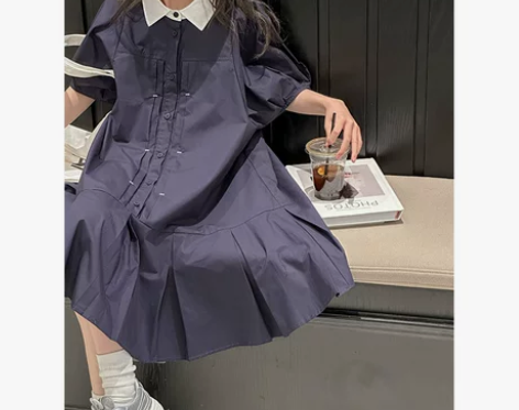 Polo领女童学院风连衣裙2024新款夏季...