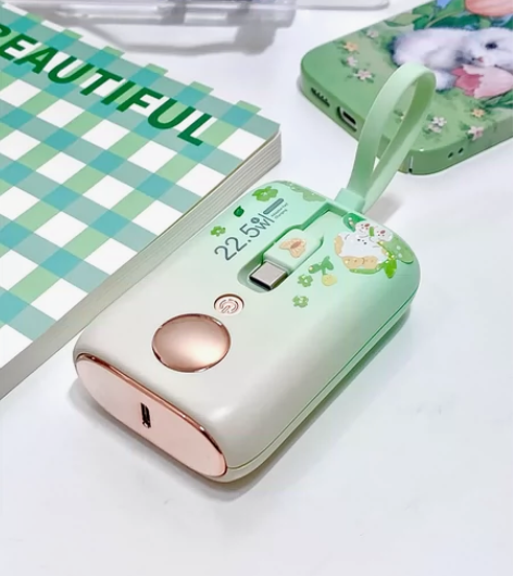 Roiskin小巧魔棒充电宝自带线超级快充...