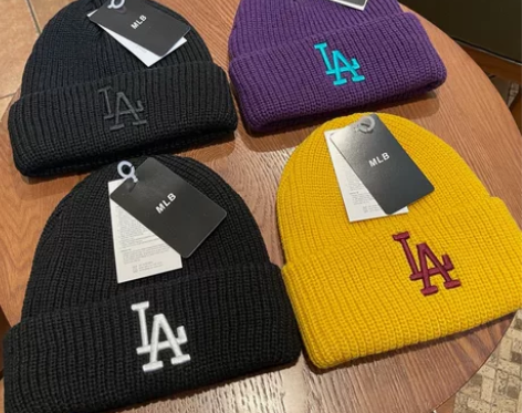 MLB男女同款毛线帽 颜色：紫色 黄色 黑...
