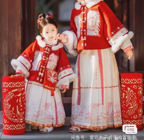 乌扣.龙吟 女童汉服拜年服冬款儿童马面裙套...