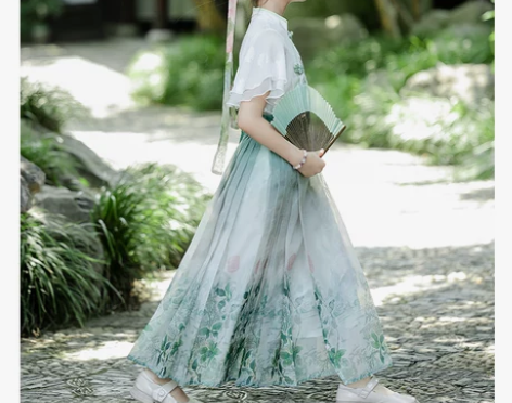 绿色女童马面裙夏季明制儿童古风汉服女宝唐装...