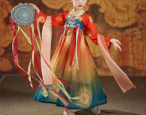 汉服夏季女童中国风超仙表演服女孩公主裙敦煌...