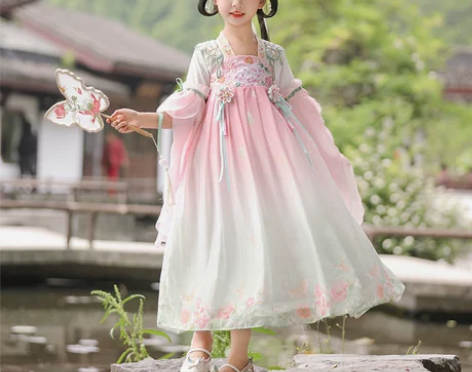 汉服女童春秋新款儿童古风超仙襦裙唐装中国风...