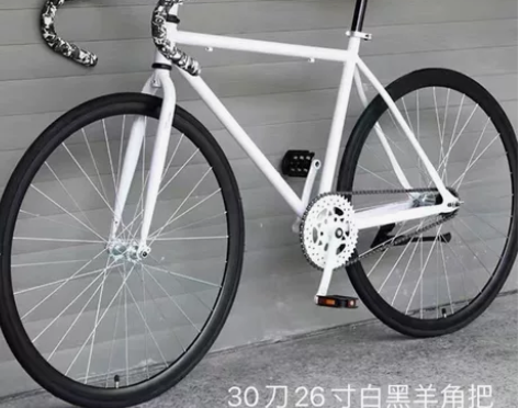 死飞自行车成人26寸 实心胎超轻 羊角把学...