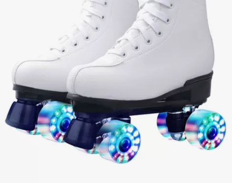 白皮成人双排溜冰鞋儿童四轮滑鞋成年男女旱冰...