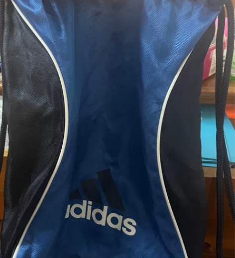 蓝色adidas阿迪达斯健身袋抽绳双肩包束...