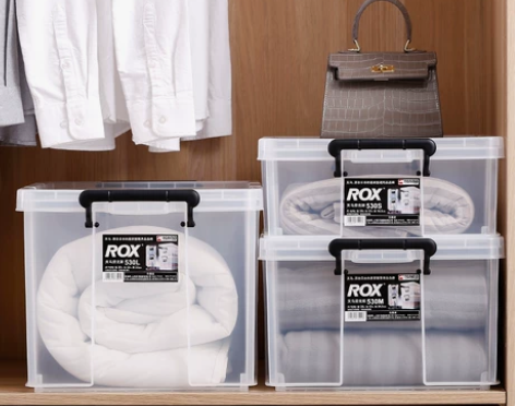 日本Tenma透明收纳箱大容量塑料整理箱家...