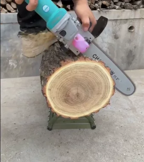 【角磨机改装电链锯】电锯劈柴伐木锯多功能木...