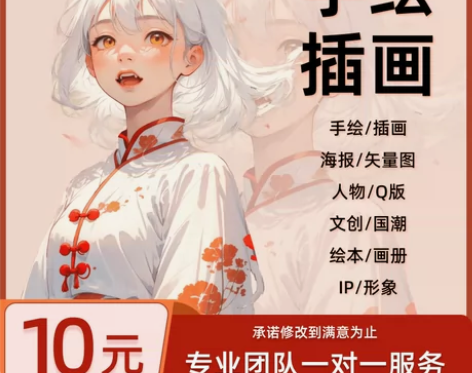 手绘插画代画原创设计卡通动漫人物头像定制商...