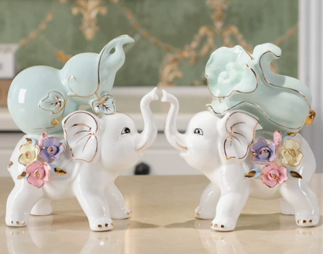 ?陶瓷大象摆件招财镇宅家居客厅酒柜白菜装饰...