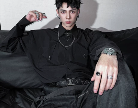 杨一帆潮牌衬衫男士长袖2024春秋季新款设...