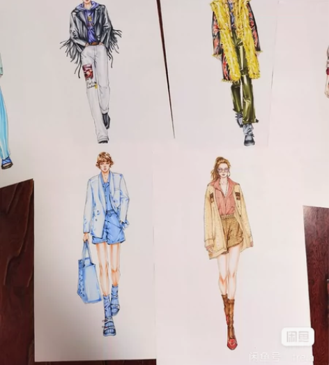 服装设计效果图 代画/手绘时装画/线稿/p...