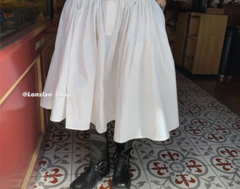 ?LONSLAN 小众复古设计高腰显瘦中长...