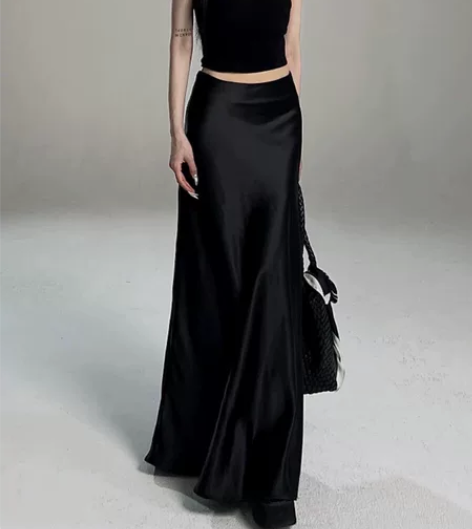 除于七 【琉光】 丝滑垂感缎面高腰显瘦气质...