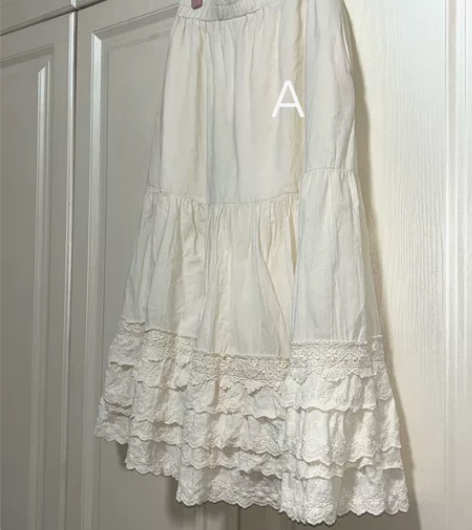 半身长裙女便宜处理 白色半身长裙重工蕾丝碎...