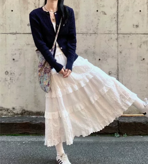 全新！！！！蕾丝蛋糕裙女春夏2024新款高...