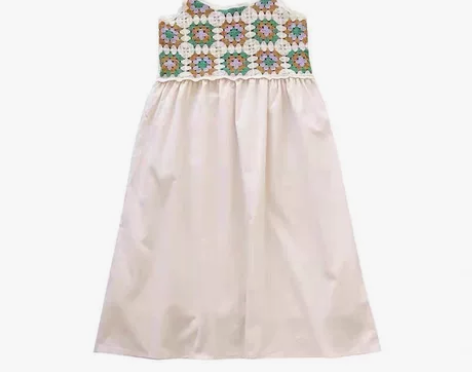 波西米亚民族风中长款连衣裙小仙圆领镂空刺绣...